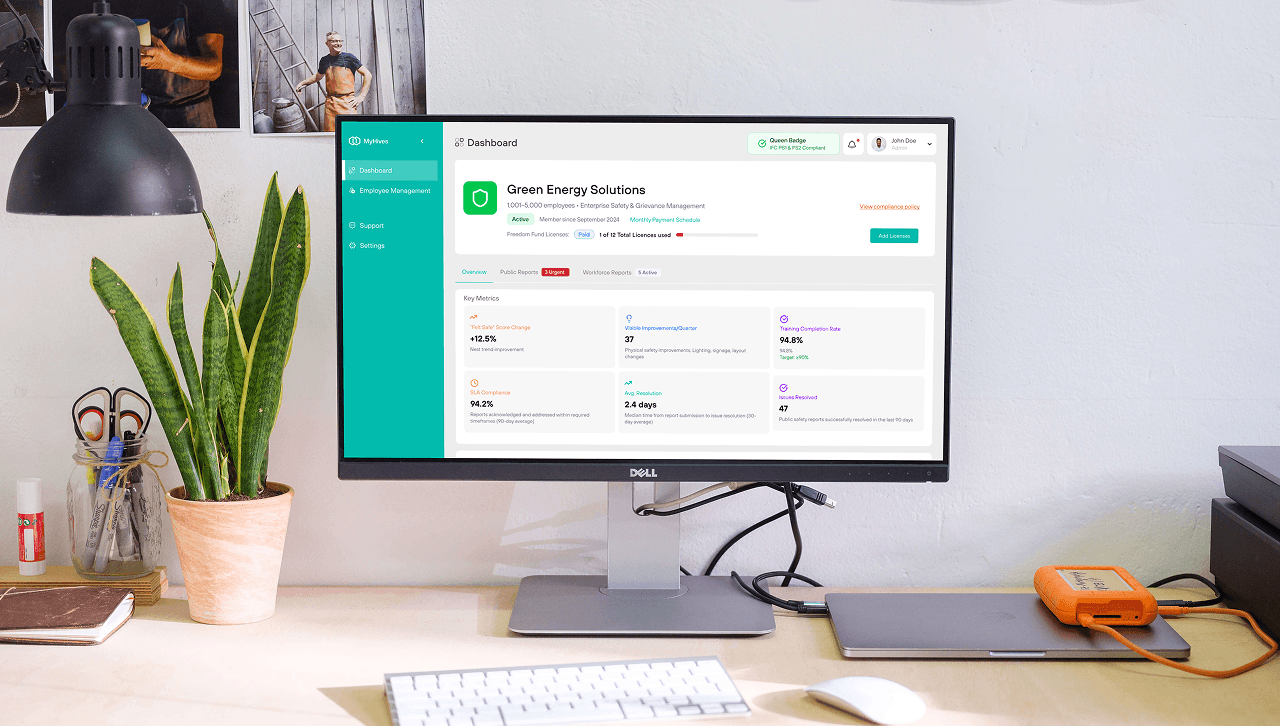 Group of people in a circle looking down