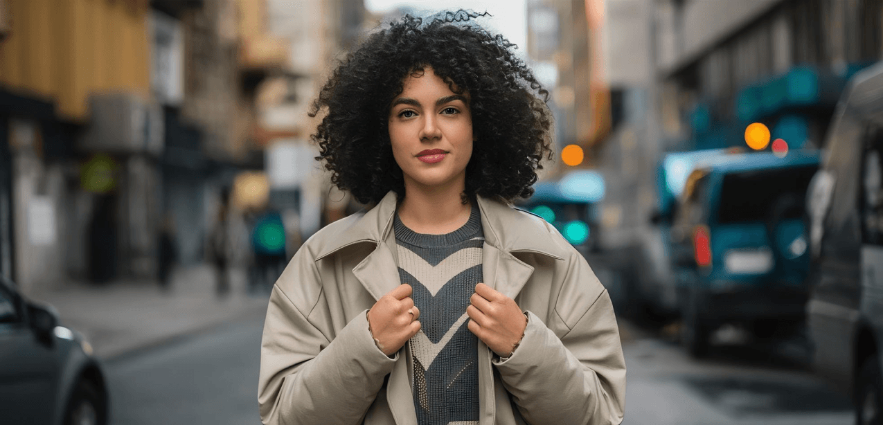 Woman on city street